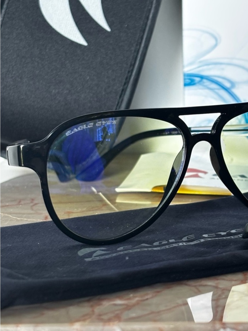 Eagle Eyes Yellow Lens Black Frames Blue Light Blocker Night Driving
